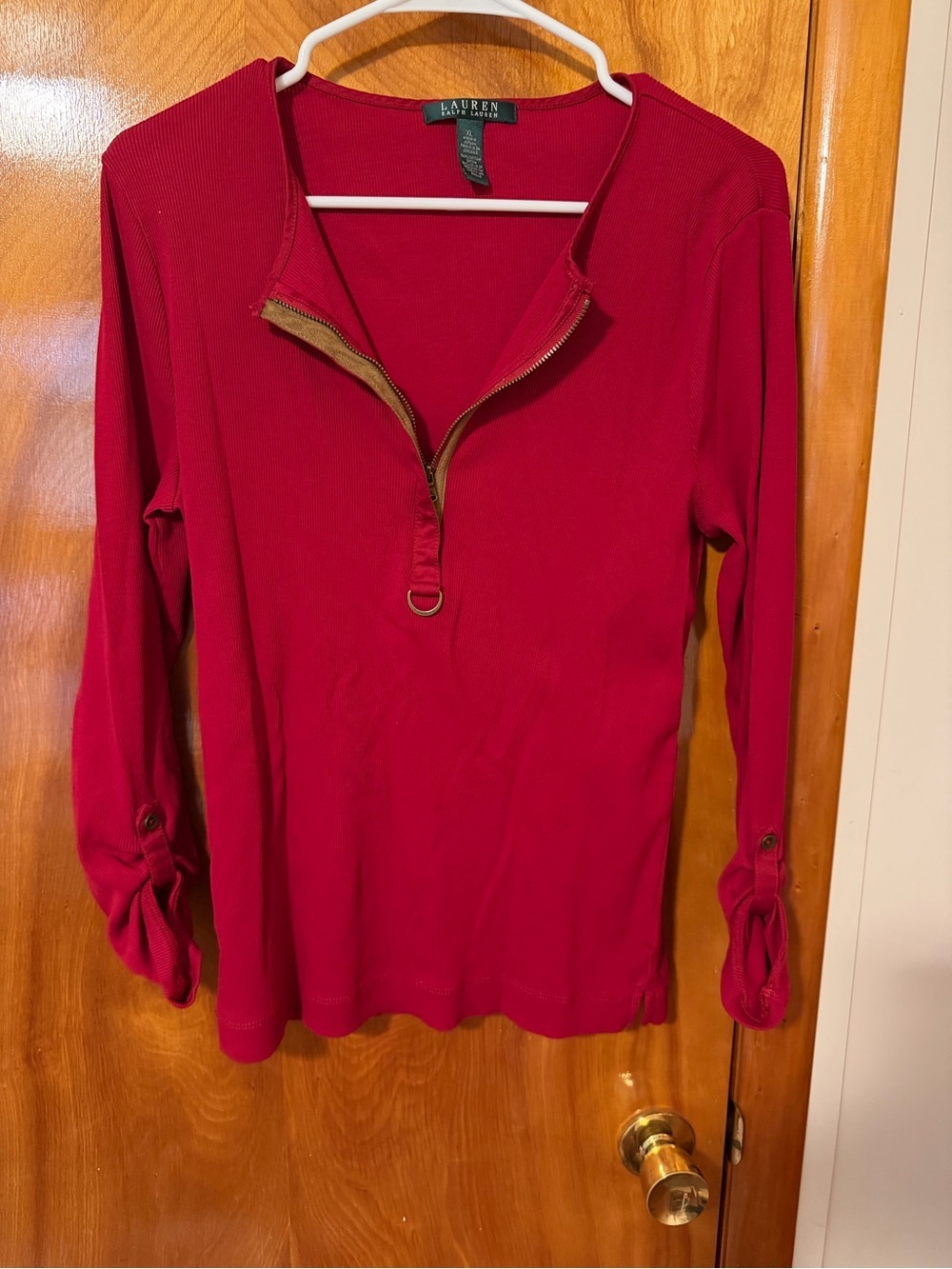 Ralph Lauren Red Long-Sleeve Half-Zip Top